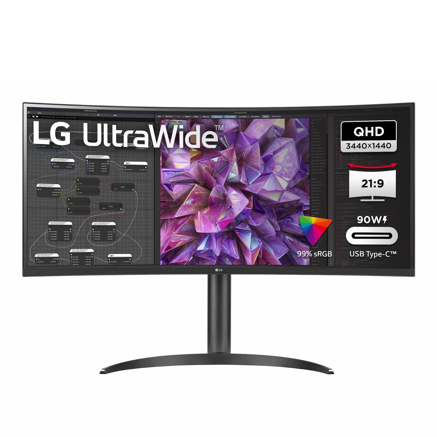 LG Electronics 34WQ75X-B.AEU IPS 21:9 UltraWide Monitor 34" (86.72 cm), TFT-LCD Active Matrix with White LED Backlight, Anti-Glare, Black