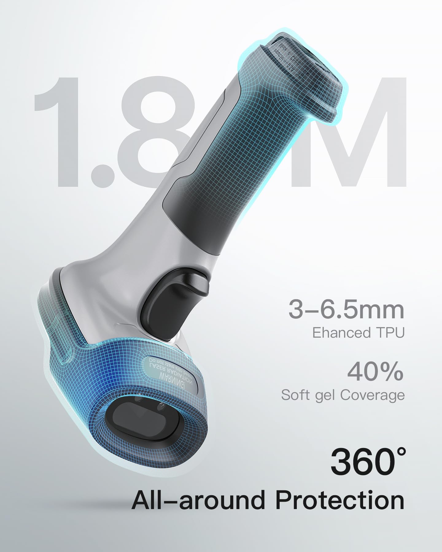 Inateck Bluetooth Barcode Scanner, wireless, cordless, 180 days standby time, 35m wireless range, automatic fast and accurate scanning, BCST-70.