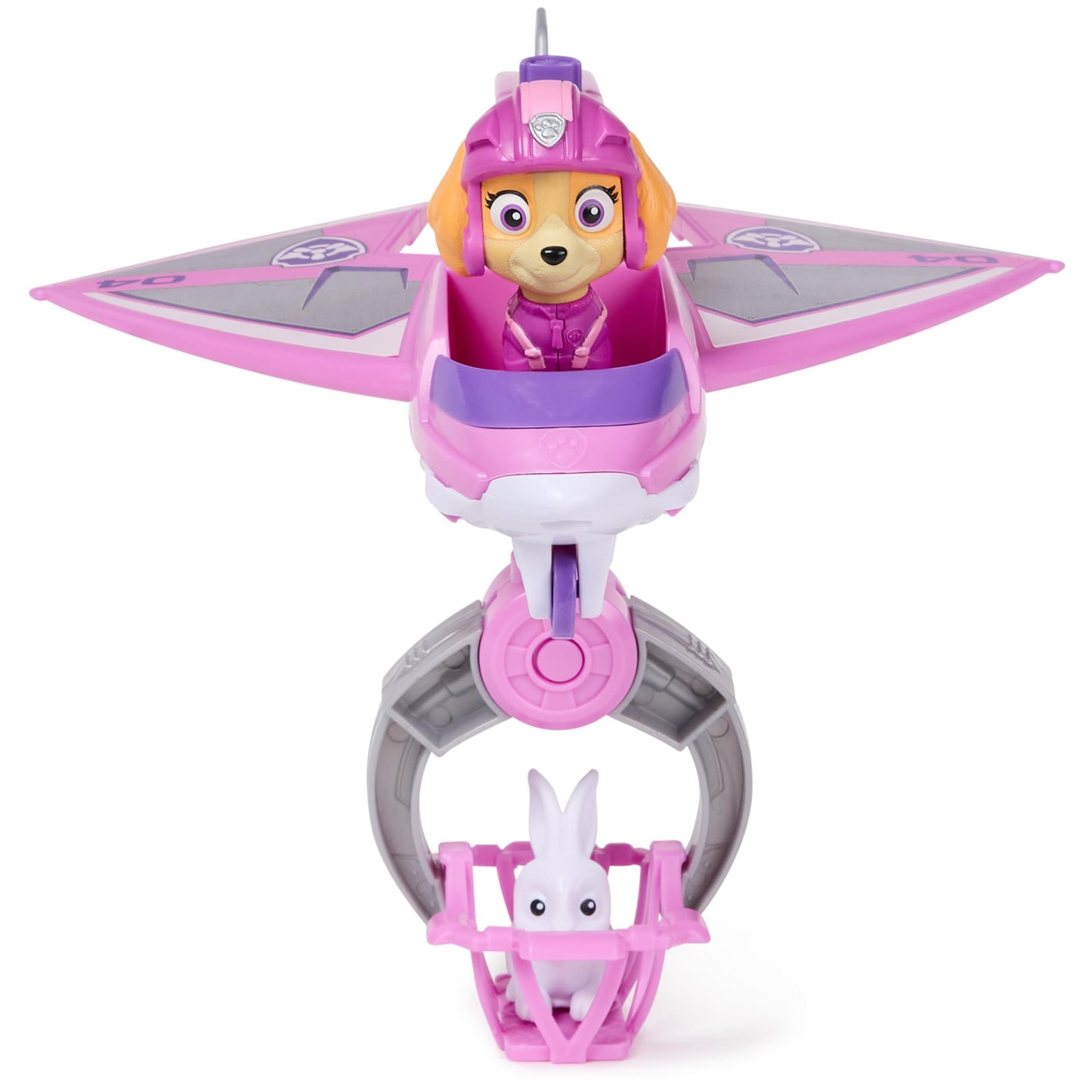 PAW Patrol Air Rescue - Skye's Rescue Plane with retractable claw and rescue basket, includes Skye figure and bunny (base vehicle), toy for children ages 3 and up.