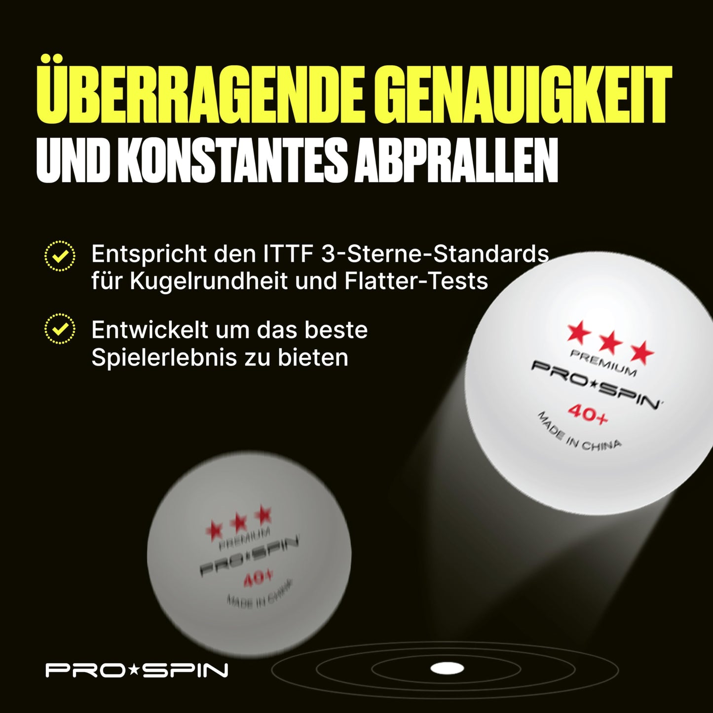 PRO SPIN Table Tennis Balls Elite Series - White Premium Table Tennis Balls 3 Stars | High-performance 40+ ABS balls at tournament level | Perfect roundness, Perfect spin | Precise bounce | Durable