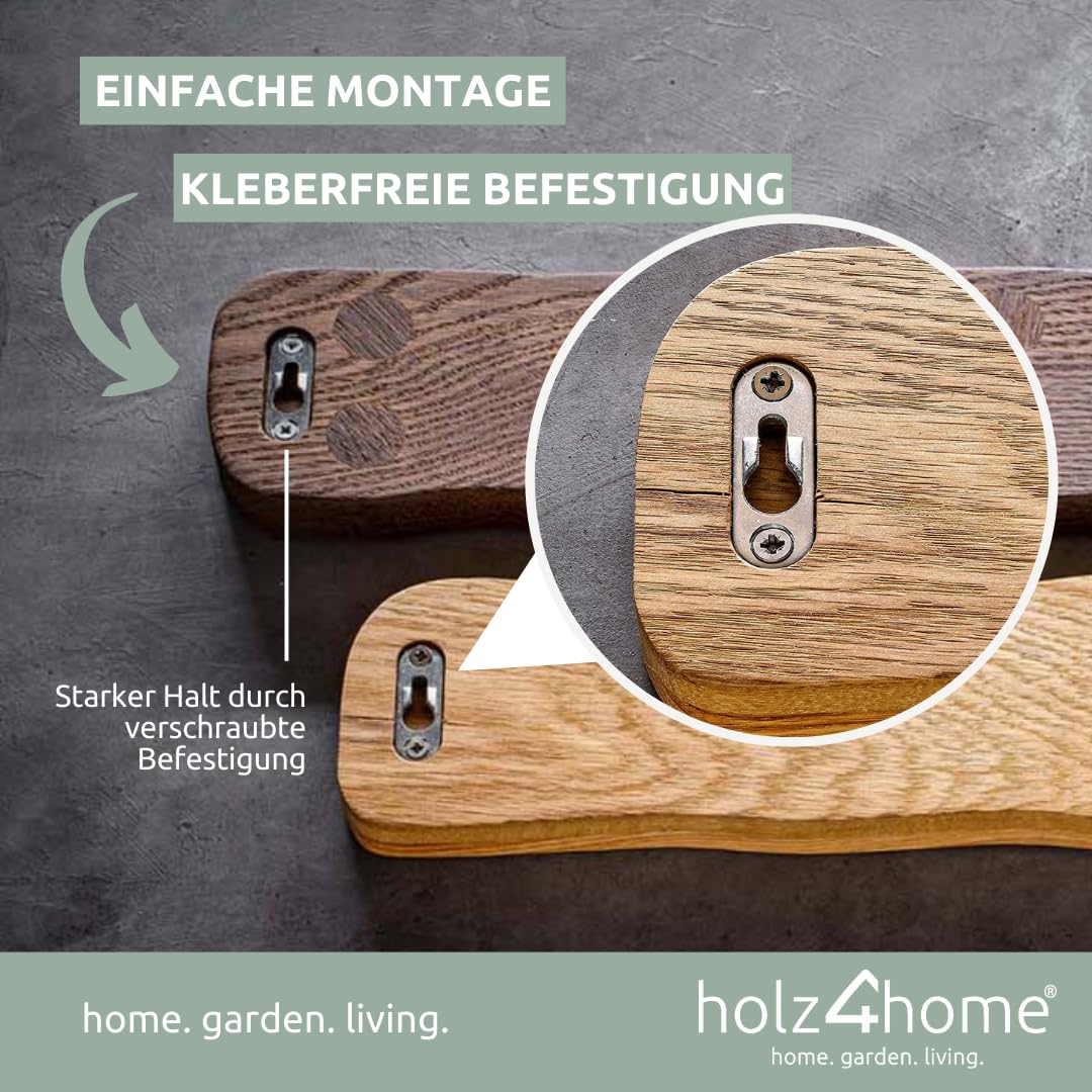 wood4home® Magnetic Knife Strip in light oak wood "La Madera" | Magnetic knife holder for the kitchen | 42 cm x 2.5 cm x 9 cm (WxHxL) | Holds 4 kitchen knives.