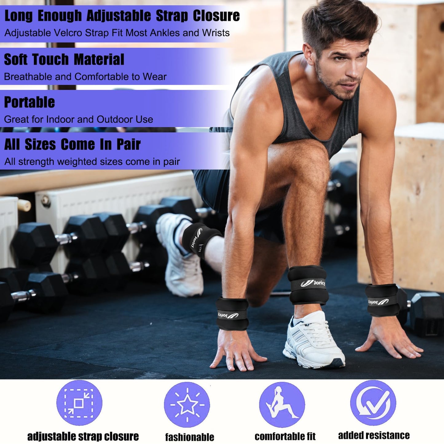 Ankle weights, weight cuffs for men and women 2 kg 1 pair foot weights weights for legs and arms, weight set on ankle wrist foot weights hand weights