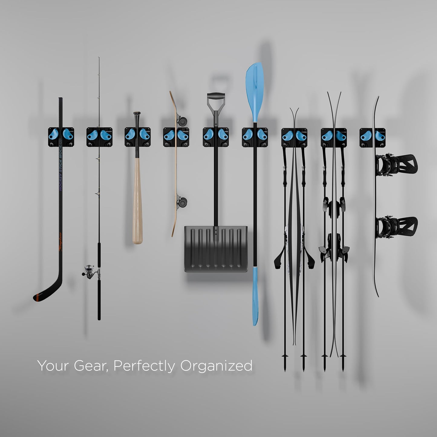 Gravity Grabber Ultimate Ski & Snowboard Wall Mount - Fits any Ski/Snowboard - for Damage-Free Storage of Rocker and Tips - 6X - Black