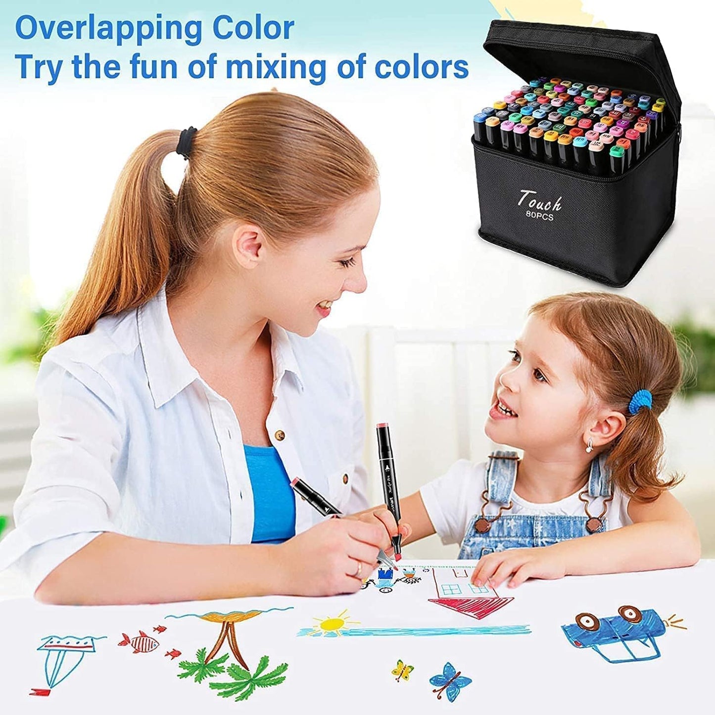 AOMEES 80+4 Colors Graffiti Pens Set, Chisel & Fine Double Tip Art Sketch Twin Tip Marker Set, 2 Second Quick Drying for Drawing, Design, Rendering, Lettering, Manga (80-1)