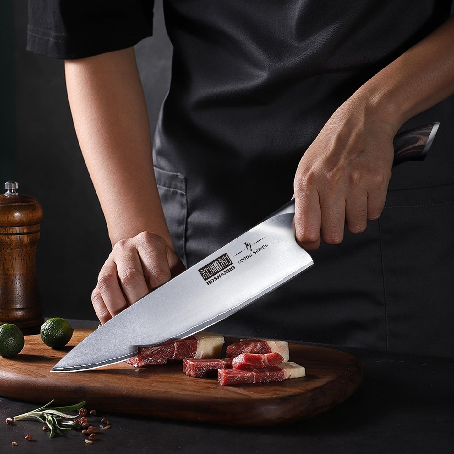 HOSHANHO 6-piece Knife Set, Ultra Sharp Kitchen Knife Set with Magnetic Knife Holder, Professional High Quality Carbon Steel Cooking Knife Set, Ergonomic Pakkawood Handle
