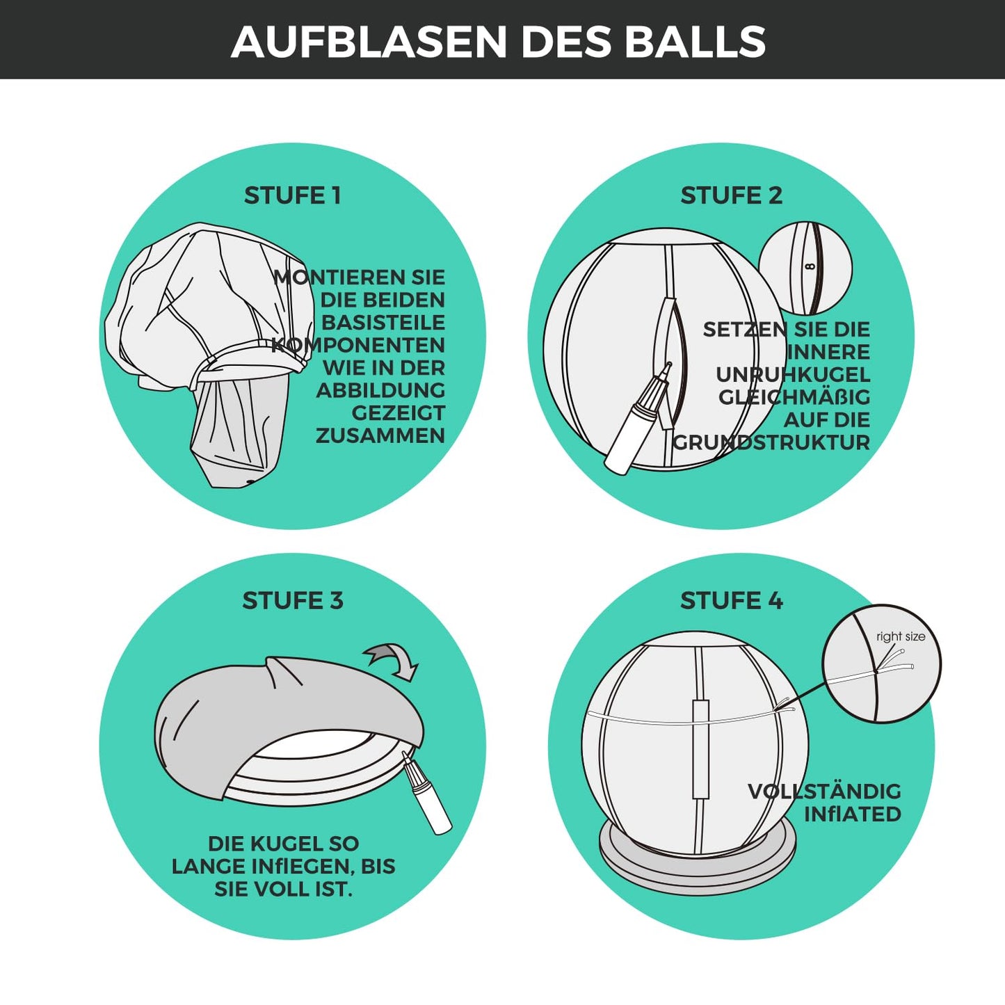 ENOVI ProfiBalance exercise ball with cover, Pezzi ball, office chair ball, 75CM, FG