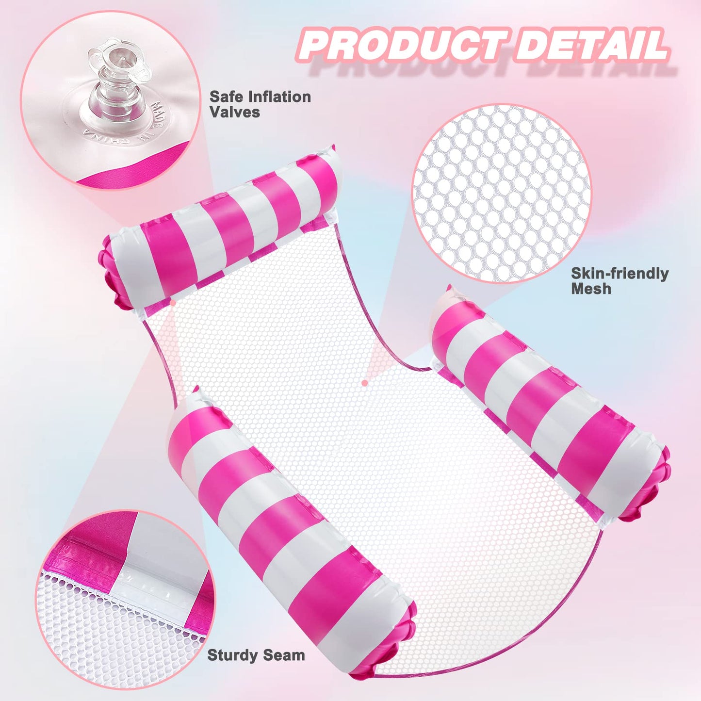 MLRYH 2 Piece Air Mattress Pool, Pool Toy 4 In 1 Inflatable Water Toy Pool Accessory, Pool Inflatable Water Hammock for Chair Mattresses Seat Swim Mat with Inflator Pump.