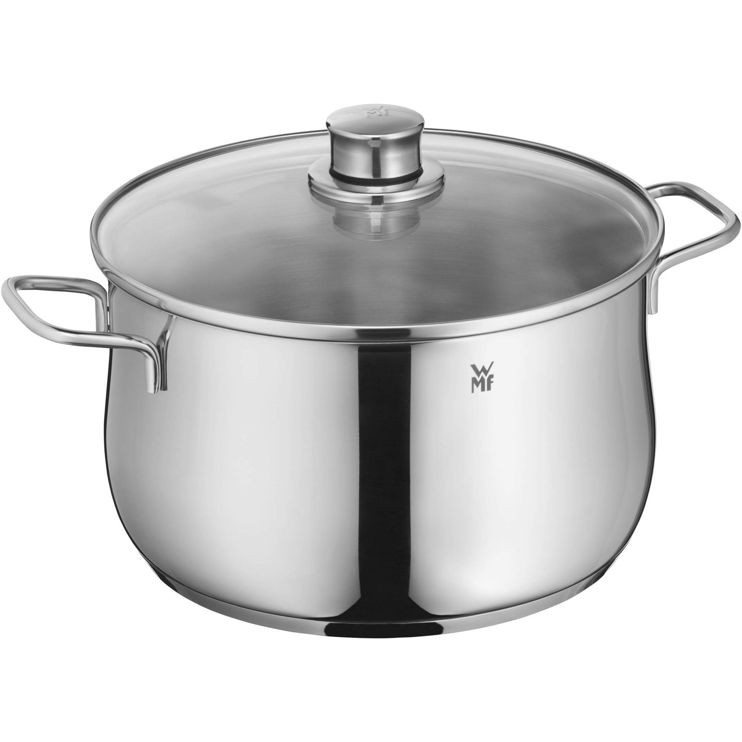 WMF Diadem Plus Stewpot large 24cm, glass lid, induction meatpot 6.5l, polished Cromargan stainless steel, uncoated