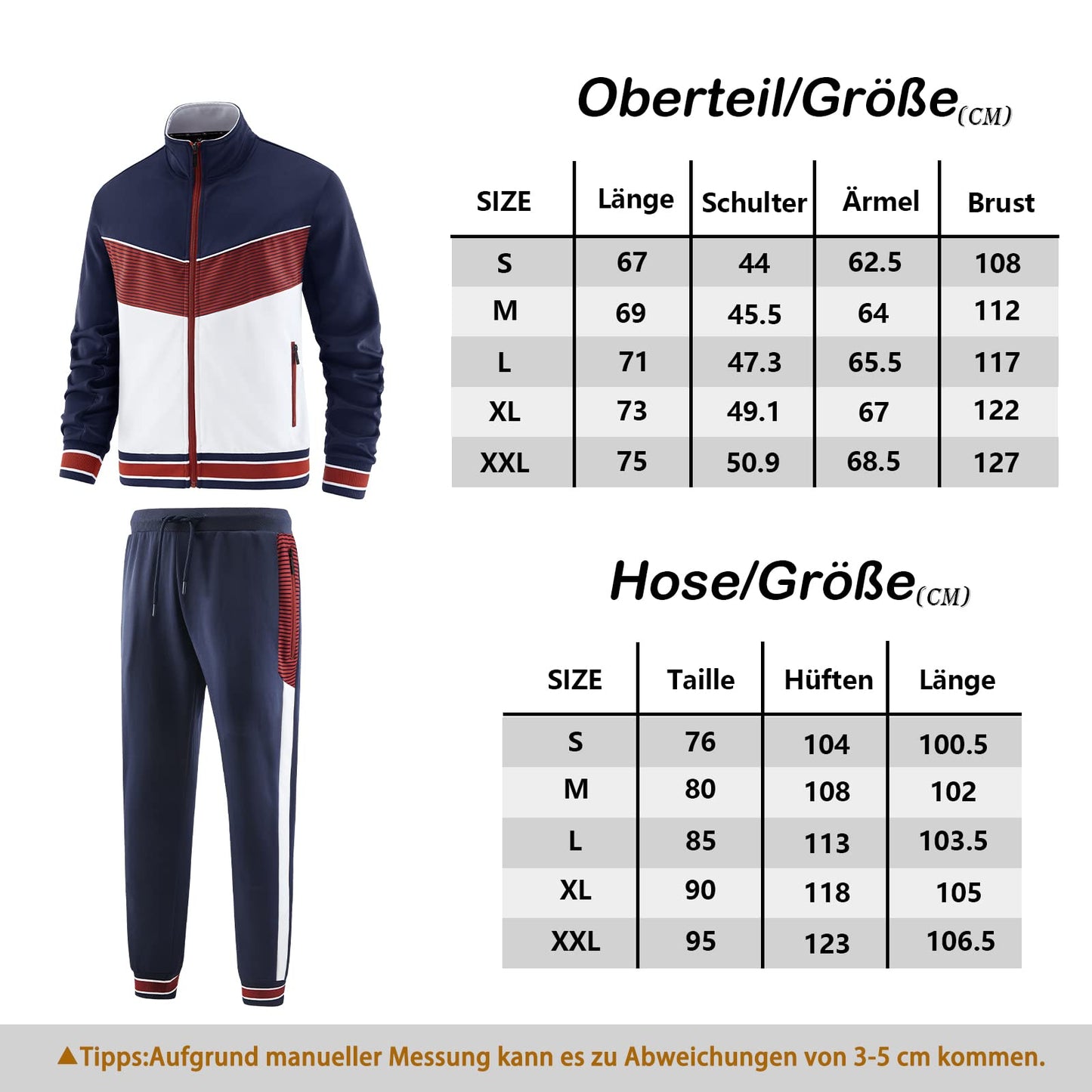 W JIANWANG Men's Training Suit Football Track Suit Sports Suit Casual Sports Jogging Suit For Men Football Training Suit Running Suit Jogging Suit Set Dark Blue 085 S