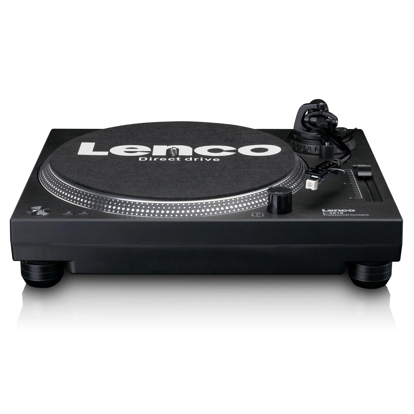 Lenco L-3818 direct drive turntable - DJ turntable - Pitch control - 33 and 45 RPM - Stereo preamp - USB - RCA line out - Digitization via PC - Black, L-3818BK