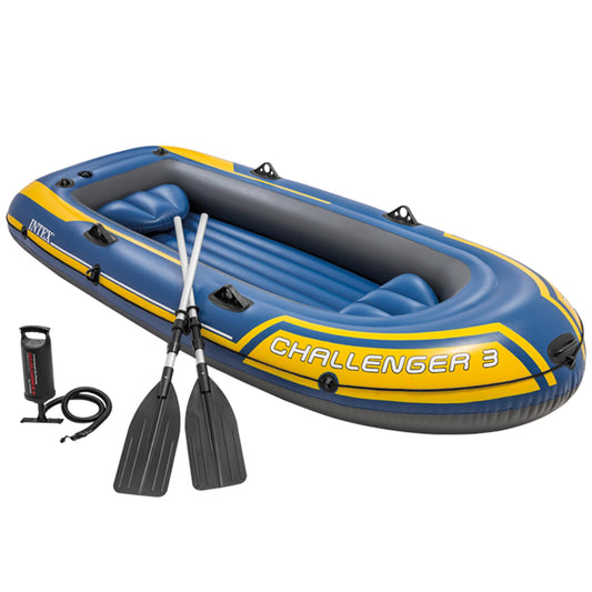Intex Challenger 3 Set Inflatable Boat - 295 x 137 x 43 cm - 3-piece - Blue/Yellow, 68370NP, 6.5 kg
