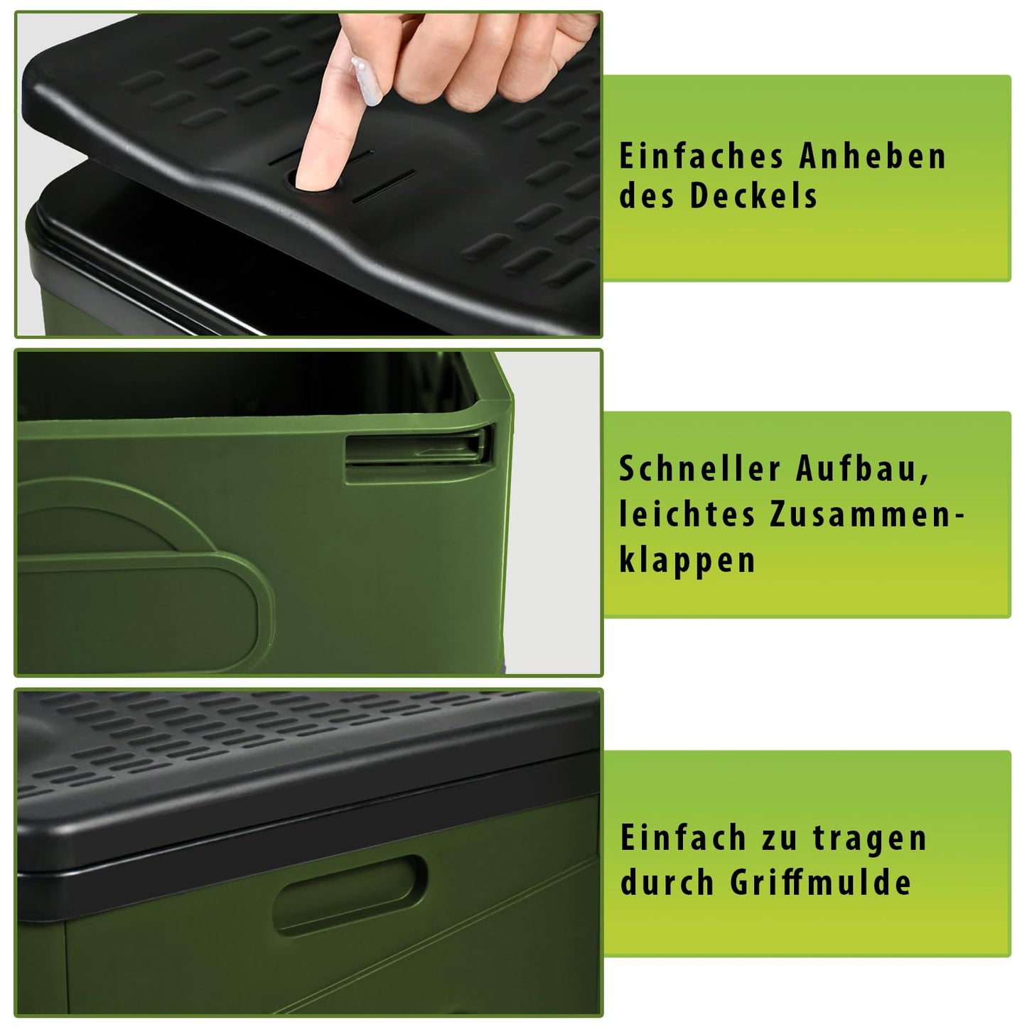 Montafox Foldable Camping Toilet up to 150kg Mobile WC Portable Compost Toilet with 12 Toilet Bags, Color: green/black