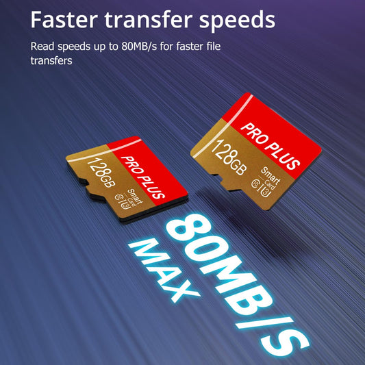 2 Pack Memory Card 128GB with Adapter, High Speed Memory Card, UHS-I C10 A1 Memory TF Card for Tablet/Mobile Phone/Camera/Car Audio/Game Console (TF162 Red Gold 128GB)