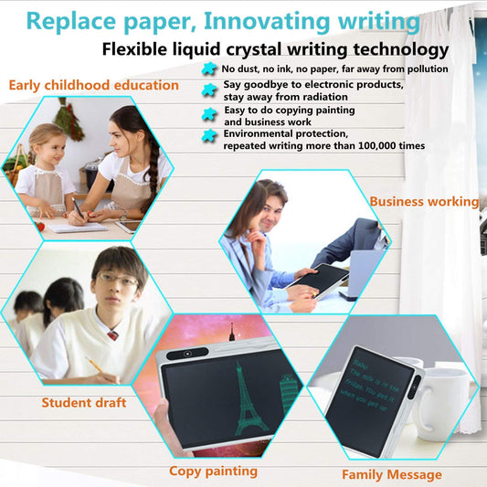 LCD writing tablet, electronic notepad writing tool, 10-inch digital drawing board with faux leather case.