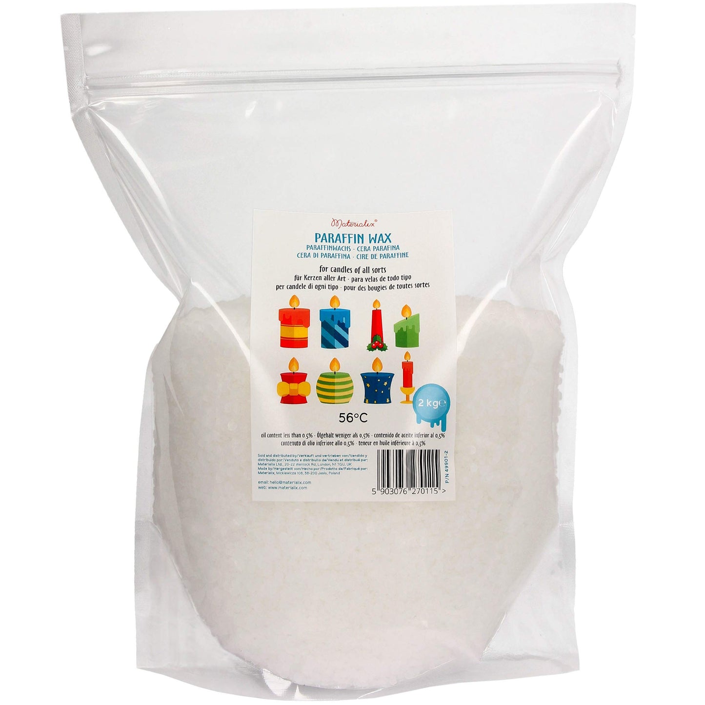 Materialix Paraffin Wax for Candles - Various Sizes (2kg) - Candle Wax, Wax Granules, Candle Wax for Casting