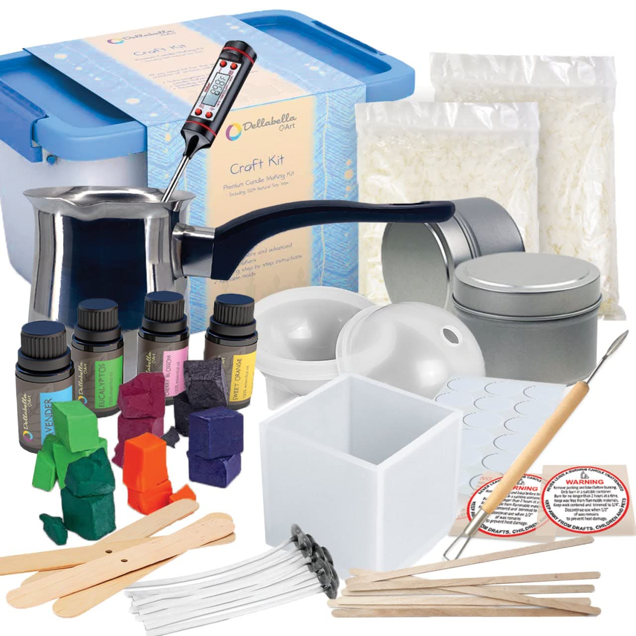 DELLABELLA Candle Making Set - Make Your Own Candles for Kids - Adults - Pouring - DIY - Self - Candle Making Kit