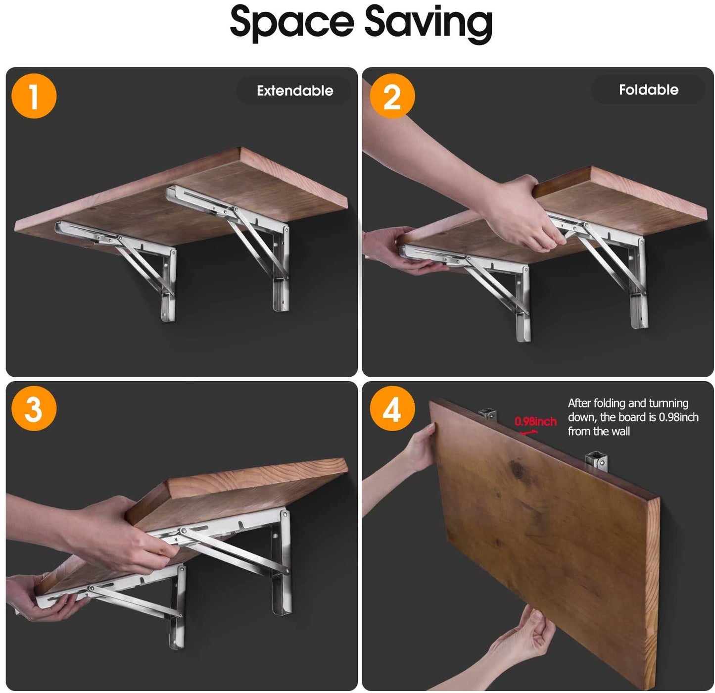 Professional folding bracket heavy duty, 300mm stainless steel folding bracket table folding shelf brackets folding bracket shelf supports for benches and shelves
