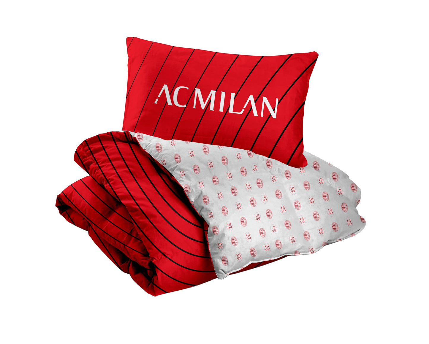 AC Milan single bed bedding set, official product, 100% cotton.