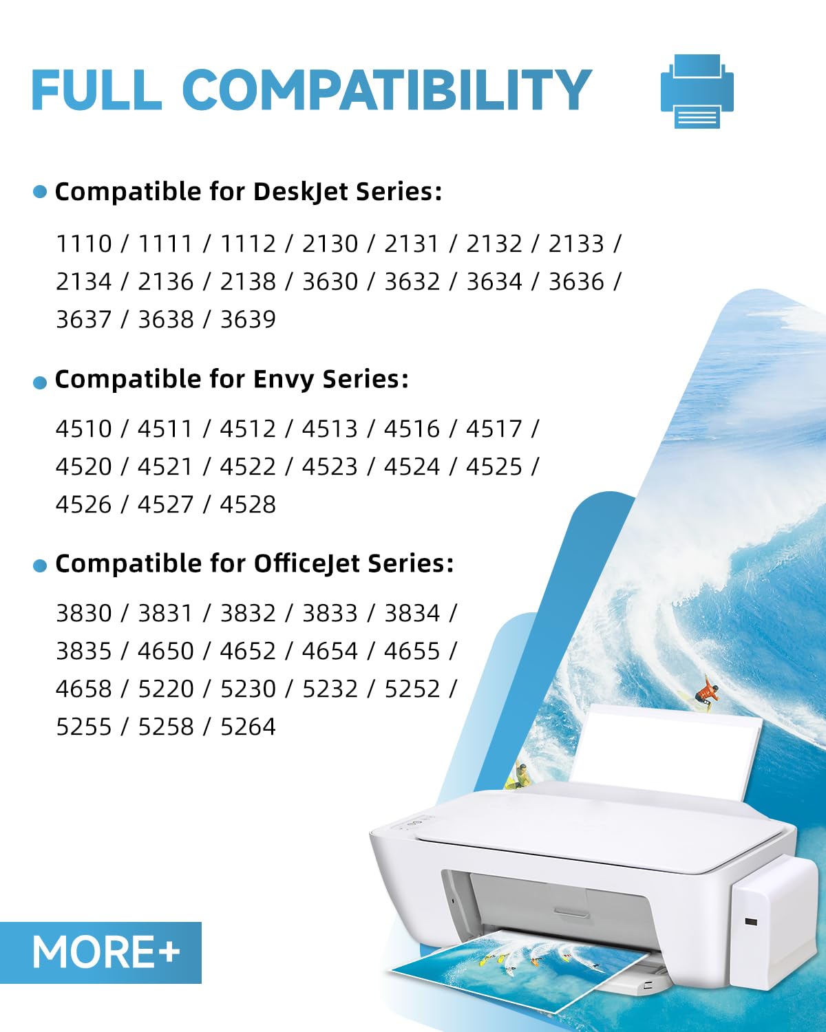 302XL printer cartridges are compatible with original HP 302 printer cartridges in black and color multipacks. 302 XL for Envy 4525 4520 4522 4523 OfficeJet 3830 3831 3833 5230 DeskJet 3630 3636 3638 3639 1110.