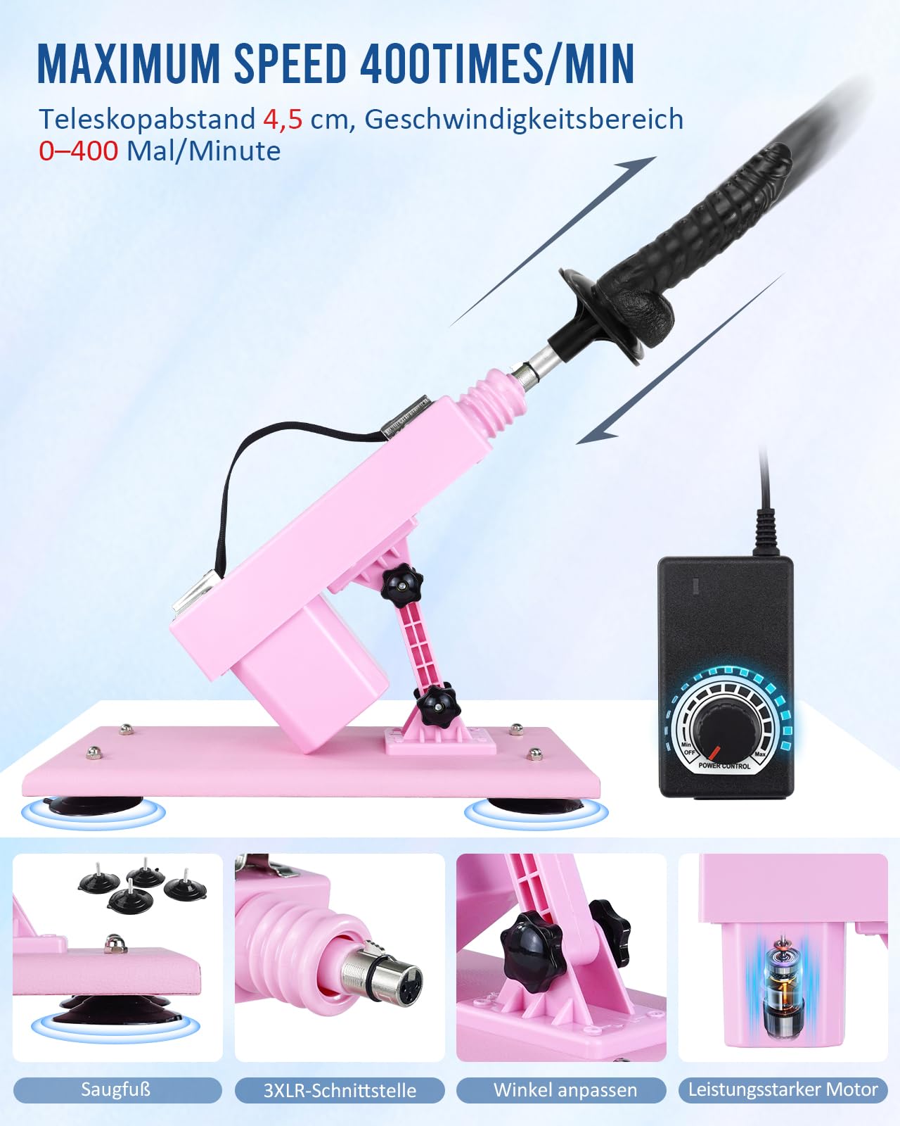 iKenmu Sex Machine Sex Toy Fucking Machine for Women Pink Sex Dildos Machine with 4" Suction Cups Love Machine Man Women Couples Sex 4*Accessories Automatic Masturbation Sex Machines