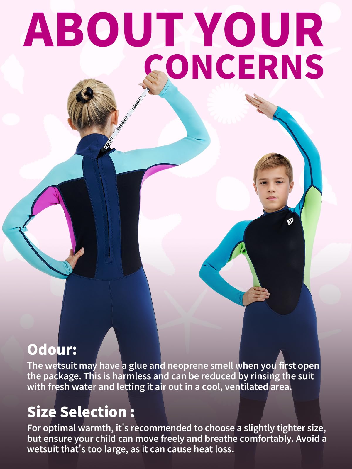 Summshall Kids Neoprene Wetsuit, 2.5mm thick for warmth. Short or long options for diving, swimming, surfing. Perfect thermal swimsuit for boys and girls.