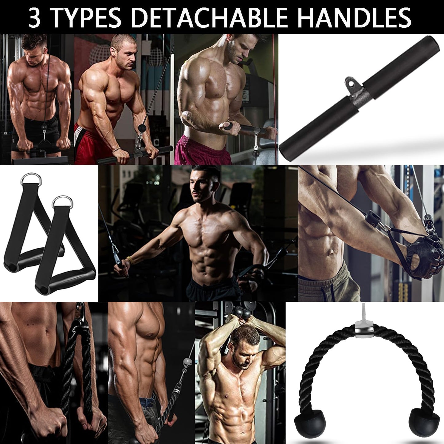 Favuit Cable Pulley Fitness Cable Lat Pull-down Forearm Trainer Set, Gym Arm Strength Training Triceps Rope Weight Fitness Equipment DIY Lat Pull Tower Cable Pulley System for Home Gym Biceps Curl Triceps Arm Training.