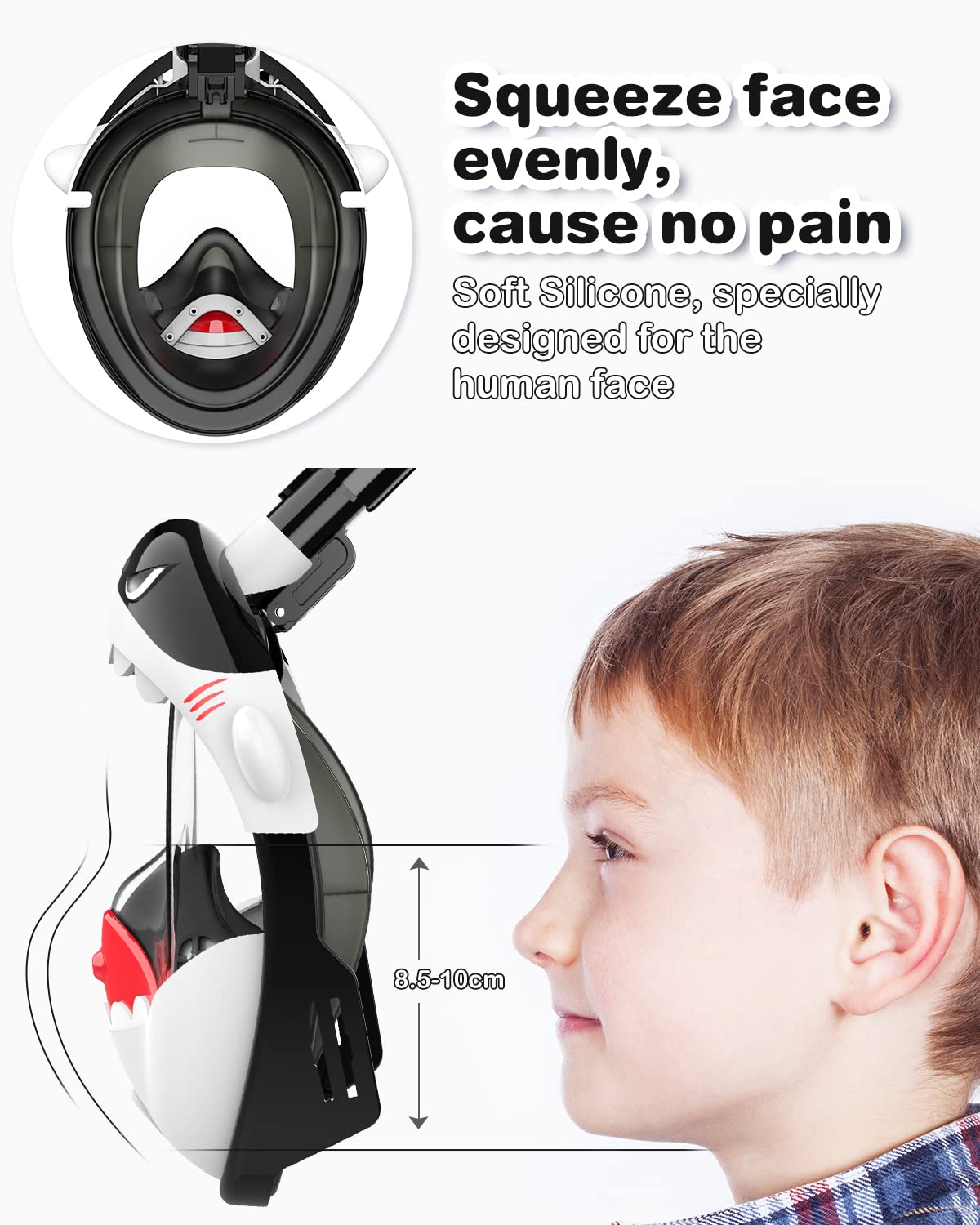 Urmax's snorkel mask for kids, 180° panoramic view, full face mask, safe breathing, diving mask, anti-fog and leak-proof, suitable for children, gift.