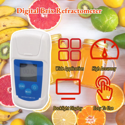 Digital Brix refractometer, Brix tester 0-55% Easy to use, sensitive reaction for juice to measure the sugar content of beverages.