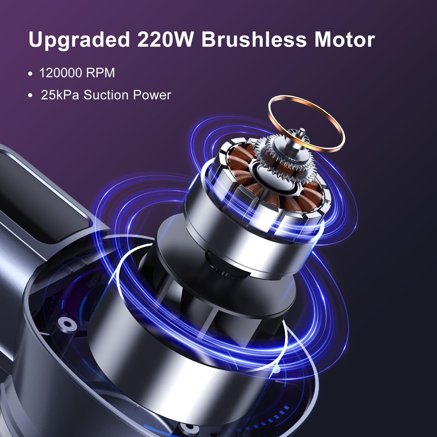 Lubluelu 25000Pa Battery Vacuum | Cordless Vacuum Suction Power | 25.9V Cordless Vacuum | 50Min Runtime | 120,000RPM | Vacuum for Pet Hair, Carpet & Hard Floors