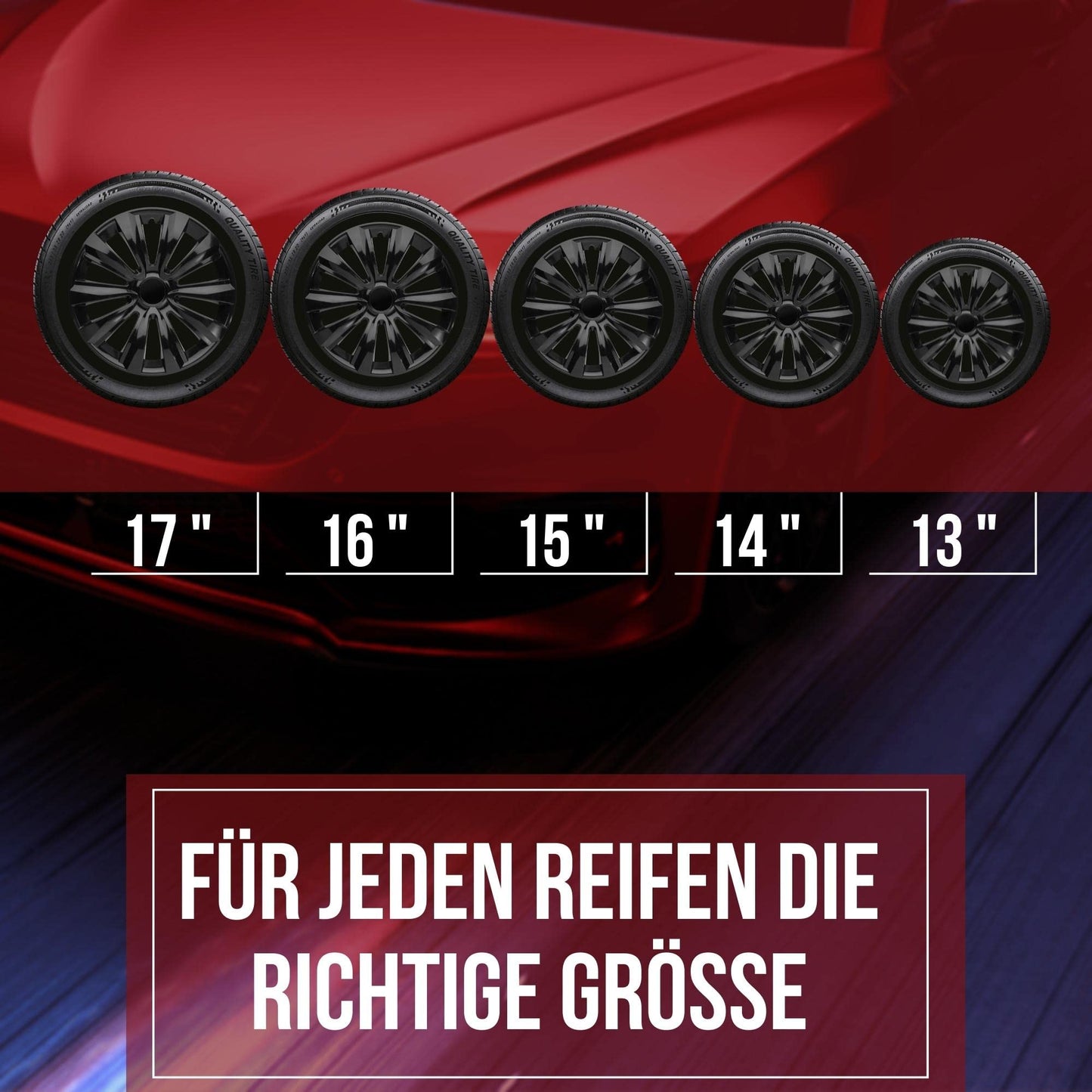 Albrecht 15 inch black wheel caps for steel rims - Delta hubcaps made of high-quality plastic - Durable wheel covers in original Albrecht packaging - Made in EU.