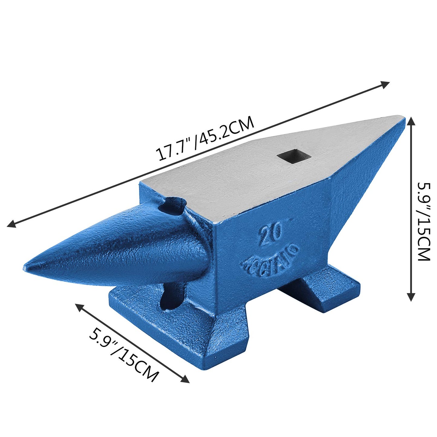 VEVOR Forge Anvil 20KG Forge Accessories Anvil Tools forged steel with round and square hole sturdy