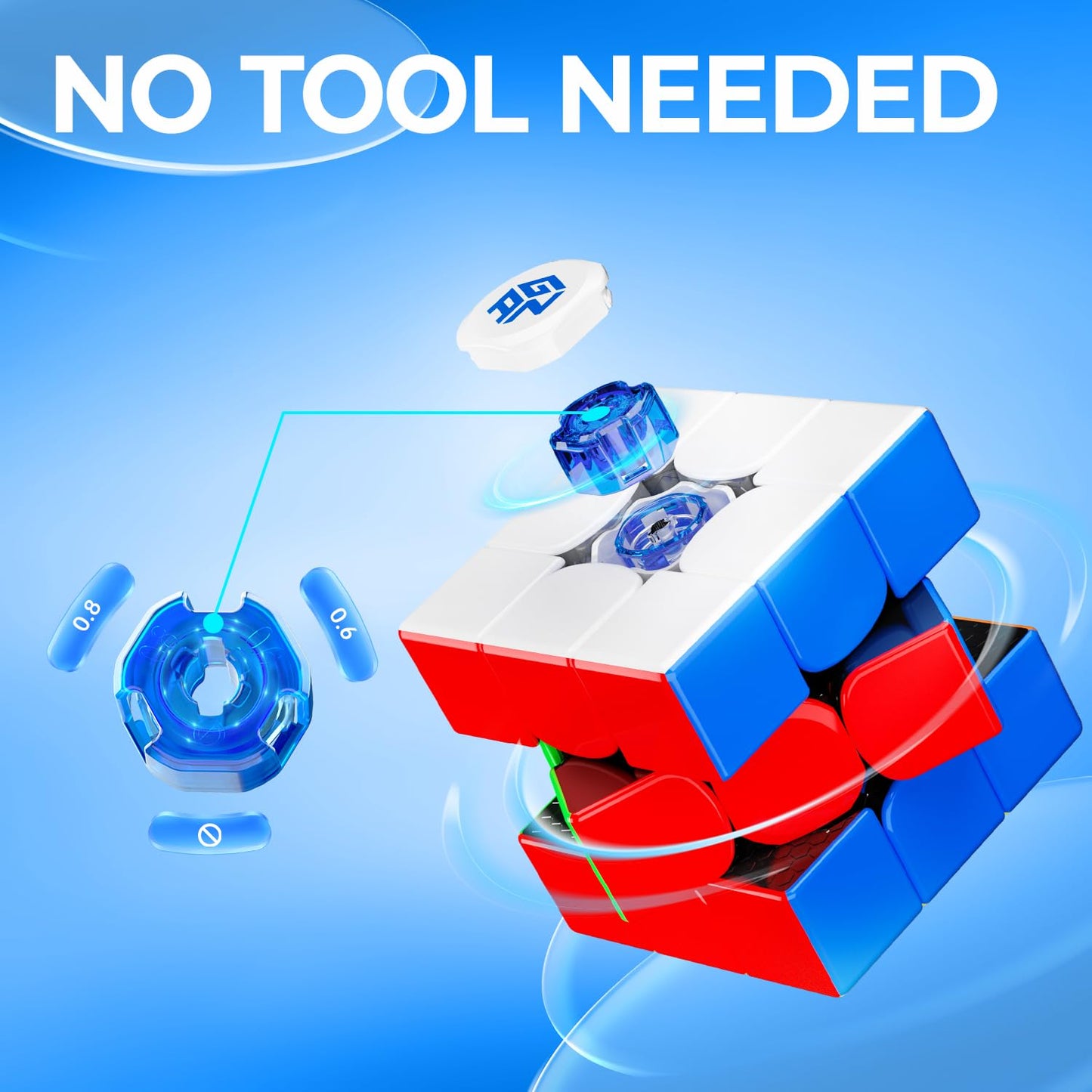 GAN 356RS Classic 3x3 Speed Cube, original with IPG & GES+, stickerless Magic Cube, GAN Cube classic products - ideal puzzle game for adults and children.