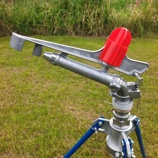 Internal thread, impulse sprinkler with large coverage 25-360 degrees. Suitable for farm, garden irrigation, watering various crops with a 130-inch spray radius.