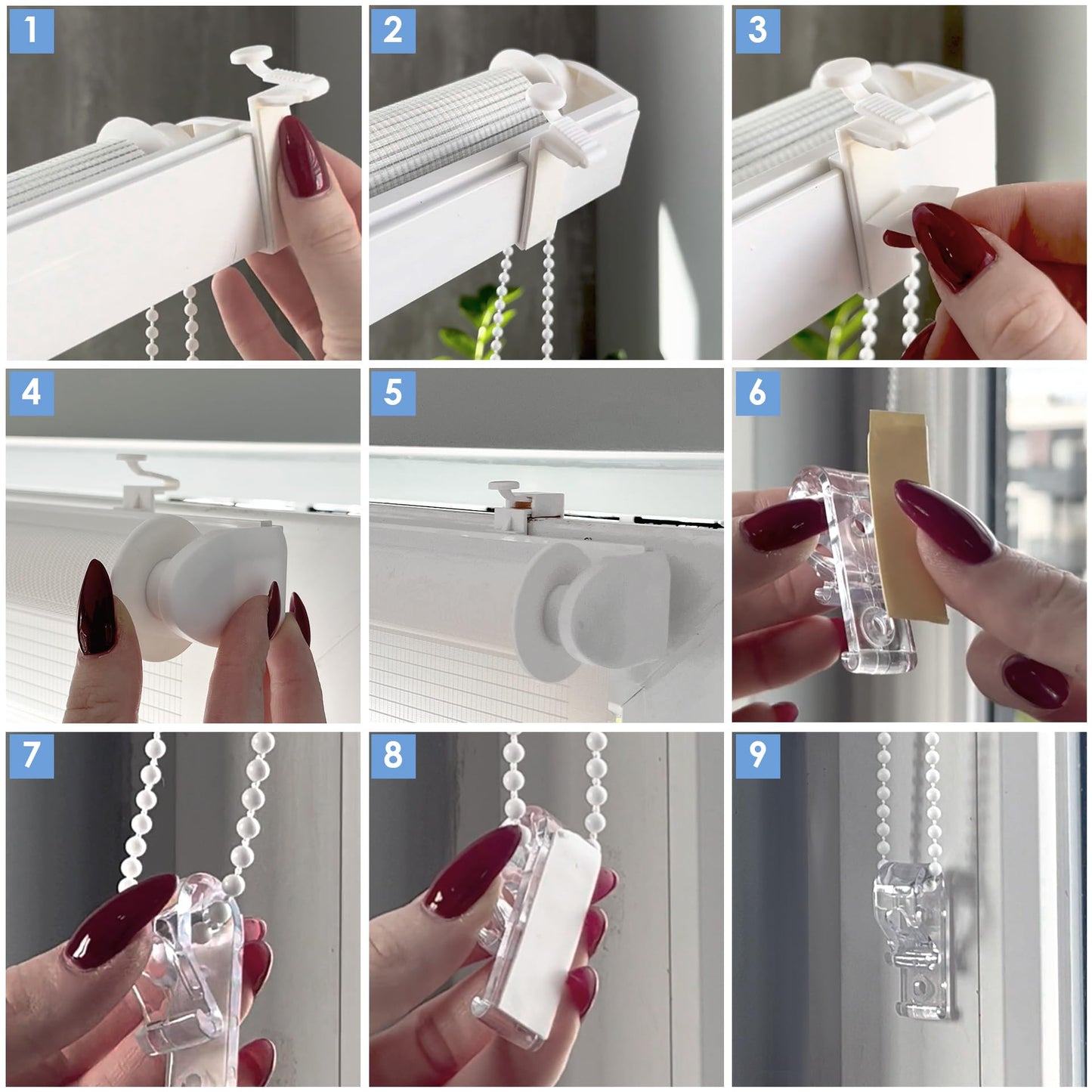 Rollmayer clamp-fix double roller blind without drilling, clamp roller window blind duo roller sun protection blind zebra blind side pull blind for window and door (White - 50 x 150 cm - WxH)