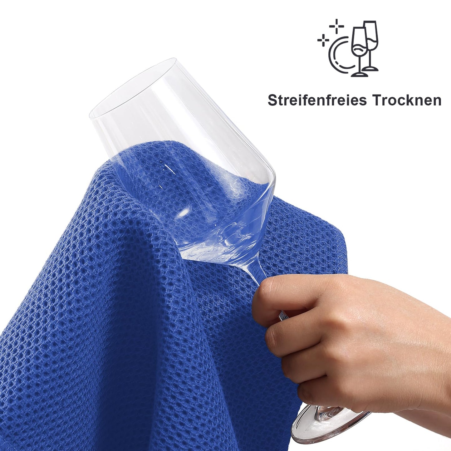 Mossfor dish towels 100% cotton, 6-pack 30 x 30 cm, Soft kitchen towels absorbent thick premium dishcloth cleaning cloth, Blue.