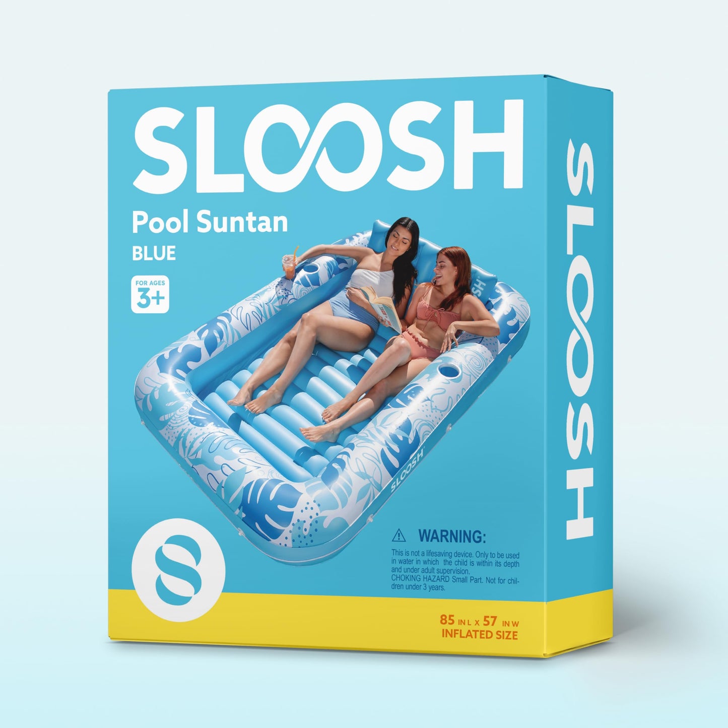 Sloosh 85" x 57"/2.1 * 1.4m Inflatable Sun Pool, Air Mattress Pool, Sunbathing with Removable Pillow, Personal Water Mattress for Adults, Summer Fun, Water Party-Blue