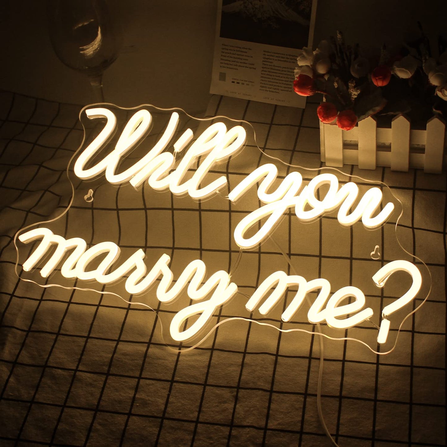 Wanxing will you marry me neon sign marry me sign white led wedding sign neons wedding sign neon letters for proposal decorations wedding party