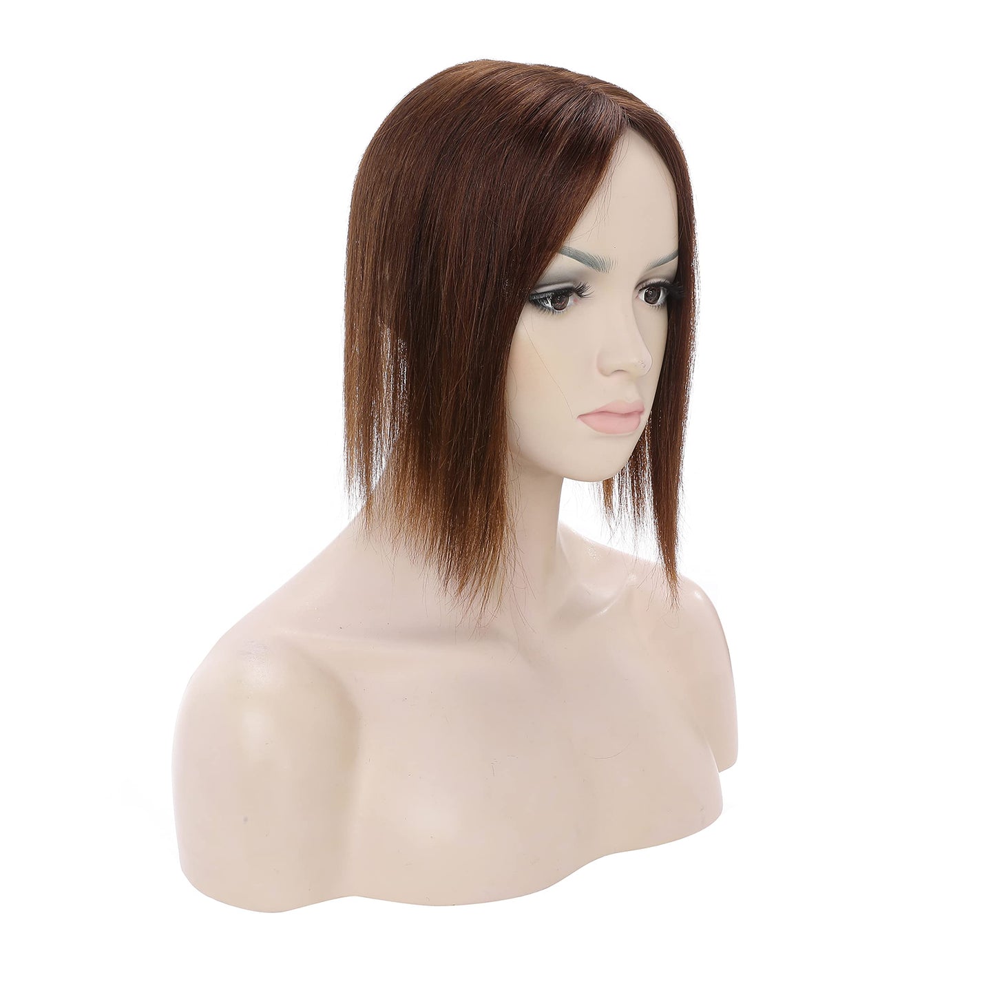Silk-co hairpieces real hair clip-in extensions real hair toupee hair extension toupee hair extensions for women 7A human hair 30cm-38g 04# medium brown