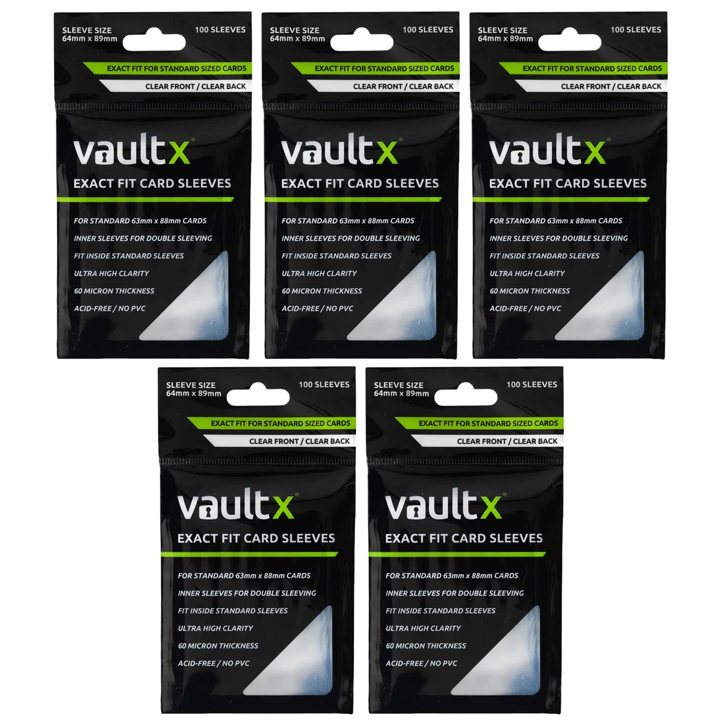 Vault X Perfect Fit card sleeves, soft, highly transparent, inner sleeves with perfect fit, for trading card games, sports cards, TCG (500 pack)