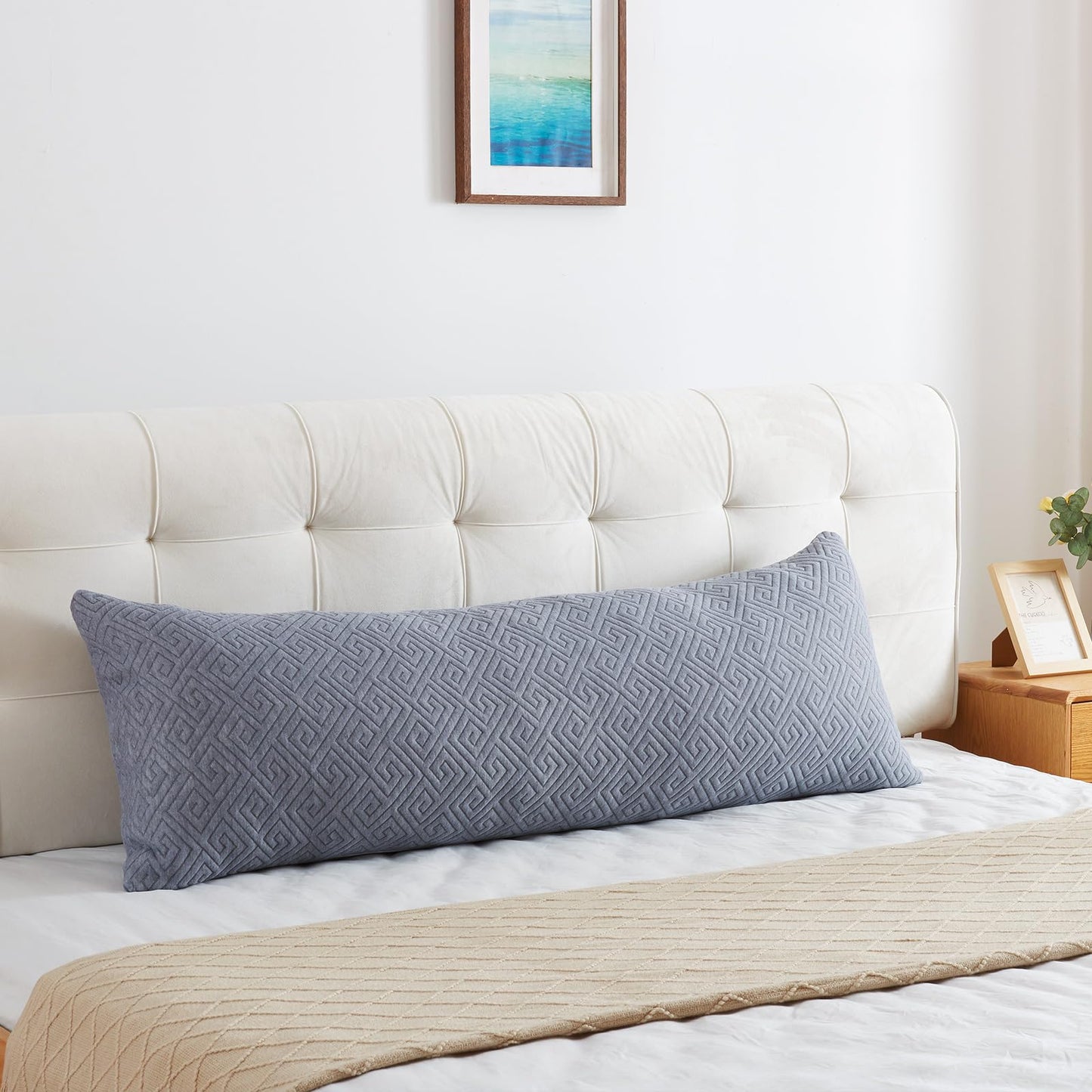 NOFFA Side Sleeper Pillow 39 x 137 cm Long pillow for side sleepers with shredded memory foam Pregnancy pillow Viscoelastic foam body pillow with cover, adjustable filling