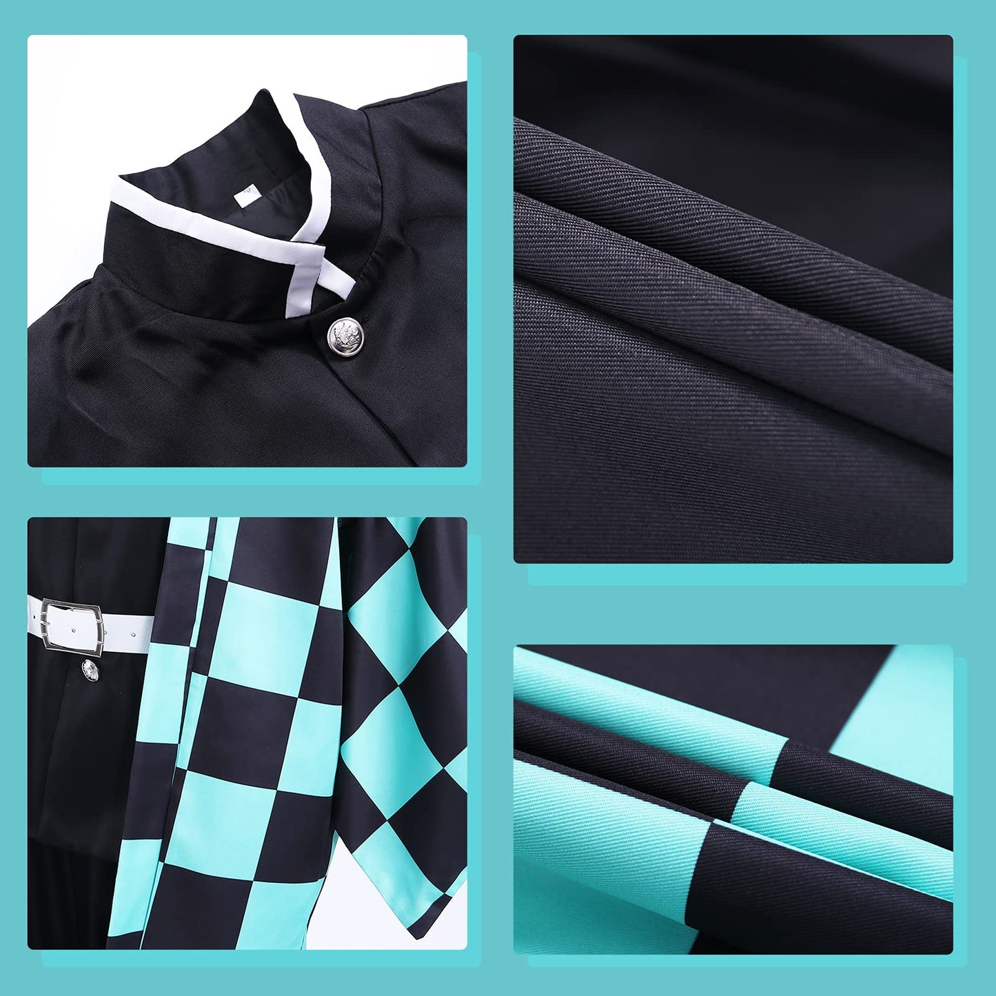 Alaiyaky Tanjirou cosplay costume with earrings, Tanjirou cosplay kimono Halloween jacket costume anime coat outfit for adults and kids (Small, Cosplay 1)