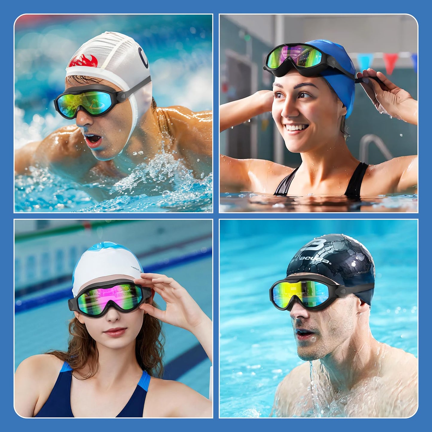 Yomisee Swim Goggles for Men Women Adults, 2 Pack Swimming Goggles with UV Protection & Anti-Fog Protection.