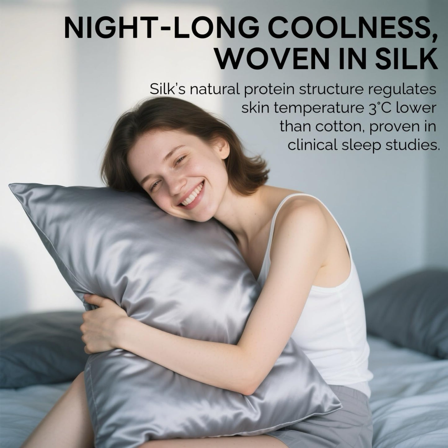 Ravmix silk pillowcases for hair and skin, with hidden zipper, both sides silk