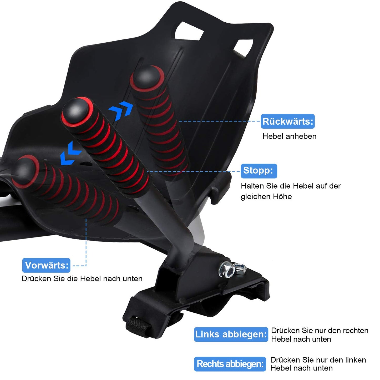 EINFEBEN Hoverboard Seat, Kart Extension for 6.5-10 inch Hoverboards, Seat Scooter for 2 Wheel Balancing, Scooter Adjustable Karting Bracket suitable for Adults and Children.