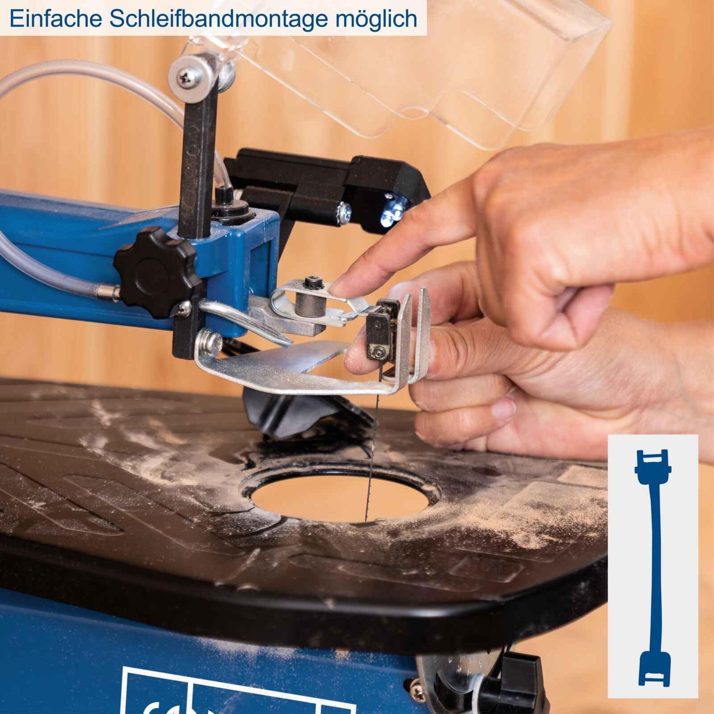 Scheppach scroll saw DECO MAX + 64pcs. tool set | 90W power | Cutting height/depth: 50/405 mm | Stroke rate 550 - 1500 SPM | includes flexible shaft