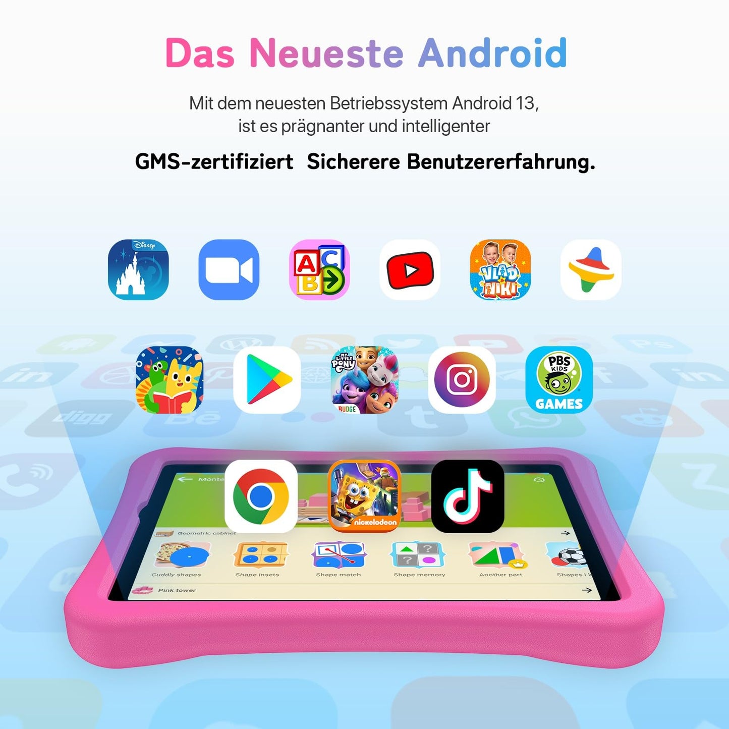 UMIDIGI Kids Tablet 10.1 inch HD, G1 Tab Kids Tablet Android 13, 8GB(4+4)+64GB/TF 1TB Quad-Core, Parental Control, 6000mAh, WiFi 6/BT5.0, 8MP Camera GMS, Eva Protective Case