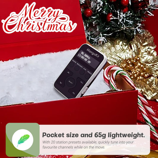 MangoKit MP1+ Portable Pocket DAB DAB+ Radio, Personal FM Radio with Headphones, Sports DAB Radio with Lockable Buttons, Rechargeable Battery, 20 Presets W/Display-Black & Silver.