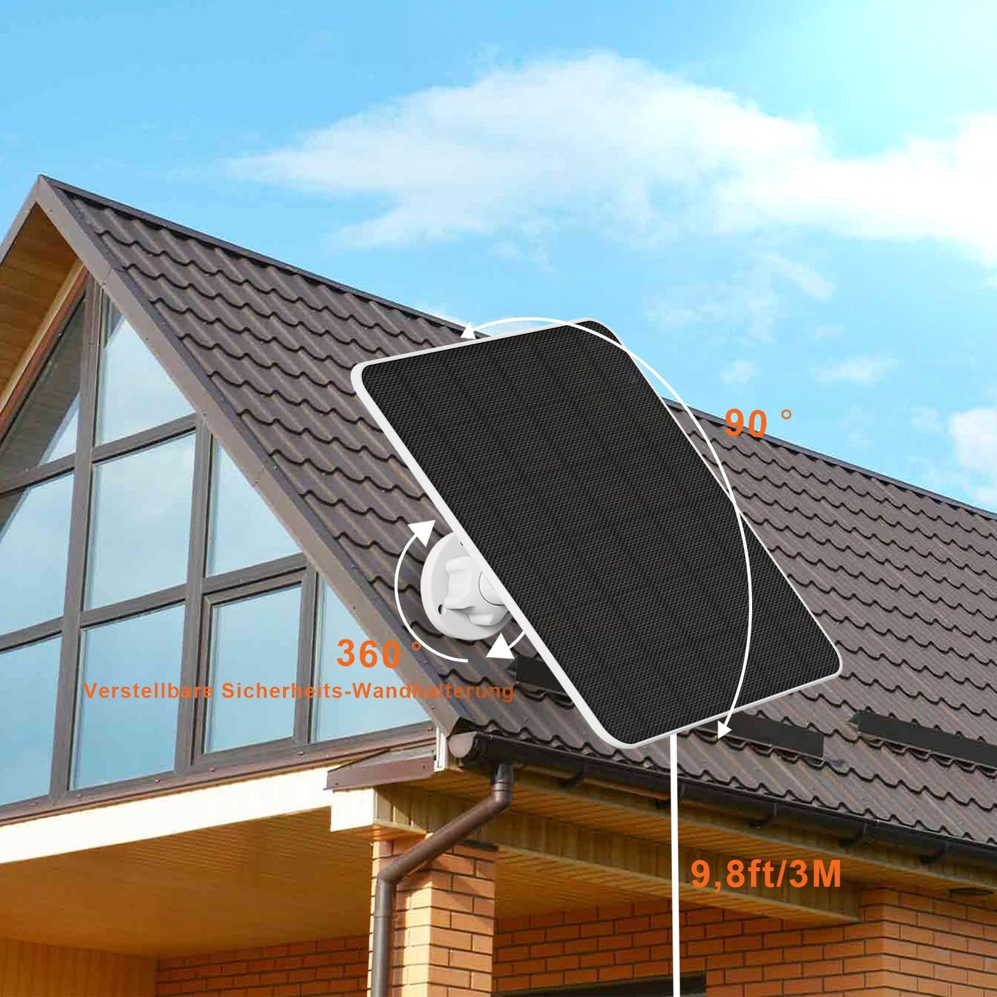 Solar panel for Ring camera, 5W camera solar panel charger for Ring Stick Up Cam/Pro battery, Spotlight Cam/Plus/Pro battery, solar for Ring camera with 9.8ft cable, IP65 waterproof.