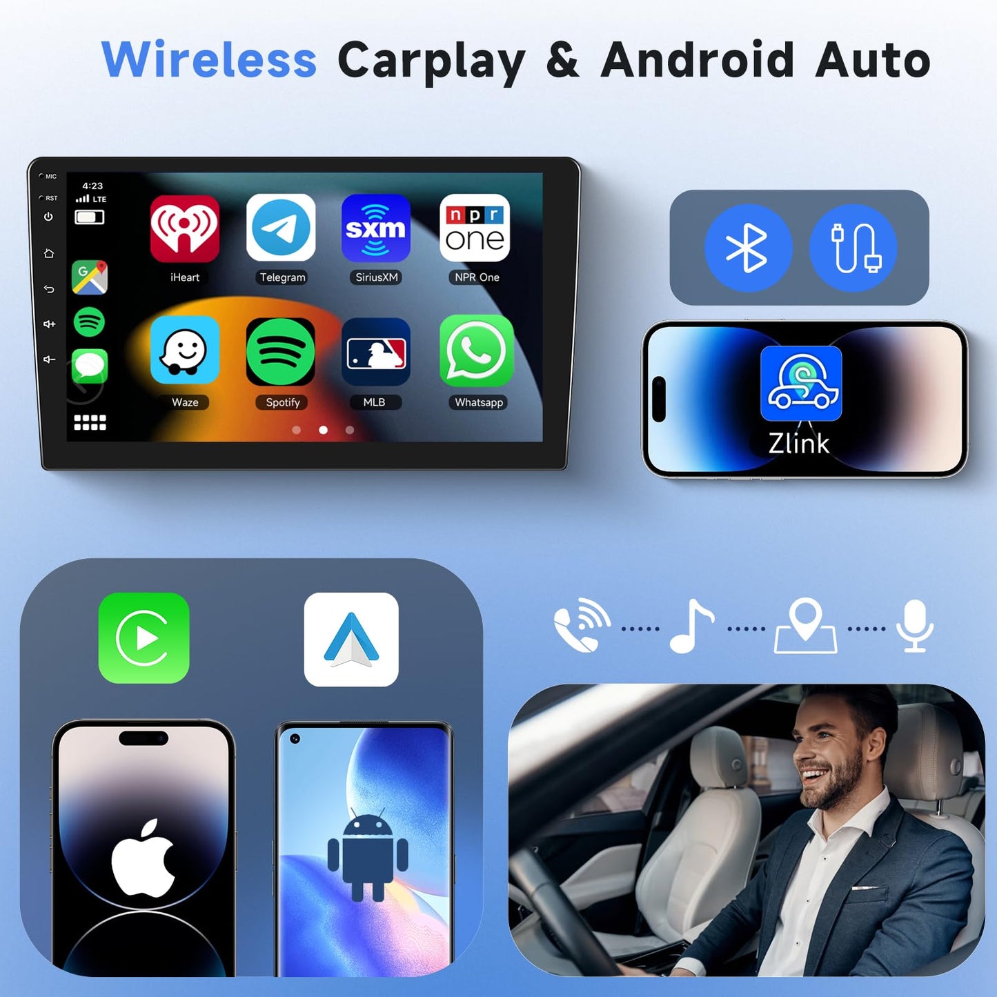 2G+64G car radio for Opel Vivaro/for Renault Trafic/for FIAT Talento/for Nissan NV300 - Wireless Carplay&Android Auto, 9" touchscreen HiFi/GPS/FM/BT/USB/Canbus