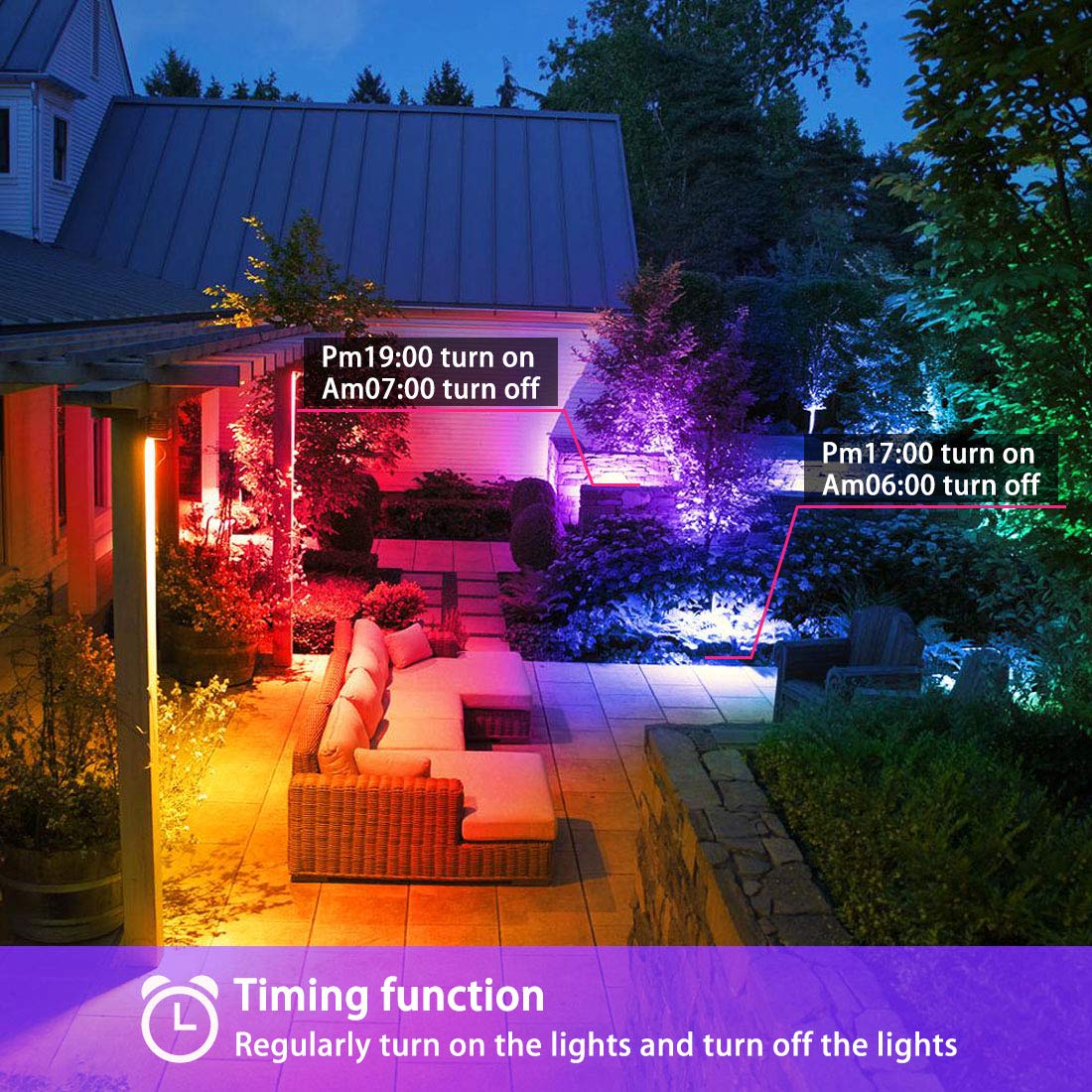 Outdoor LED floodlight, color-changing 50W, DIY flash mode, RGB floodlight with 12 colors, timer, includes remote control, IP66 waterproof.